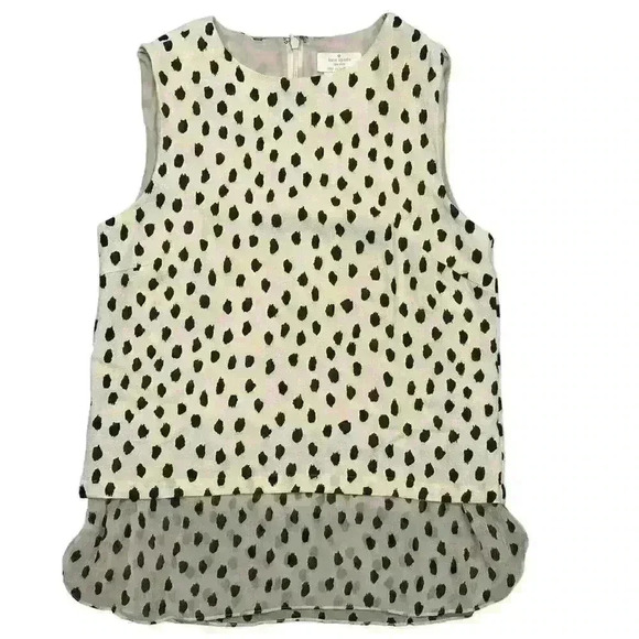 Kate Spade Pink Black Leopard Dot Layered Tank Blouse XS Silk Cottagecore READ - Picture 1 of 12